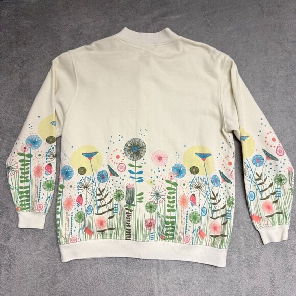 Blair Cream Floral Snap Front Jacket Women's L Spring Garden Print Lightweight - Picture 12 of 16